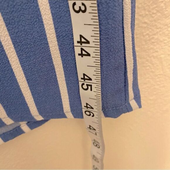 Blue minimal Stripe Culotte Jumpsuit off shoulder romper blue coastal preppy S - Picture 6 of 10